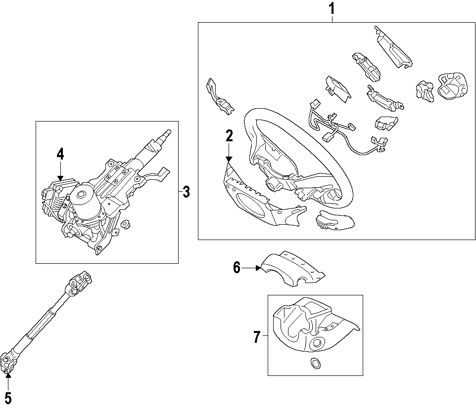 Diagram STEERING COLUMN. STEERING WHEEL. for your 2012 Hyundai Veracruz   