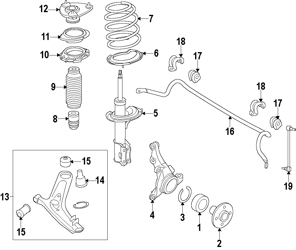 17FRONT SUSPENSION. LOWER CONTROL ARM. STABILIZER BAR. SUSPENSION COMPONENTS.https://images.simplepart.com/images/parts/motor/fullsize/F06D050.png