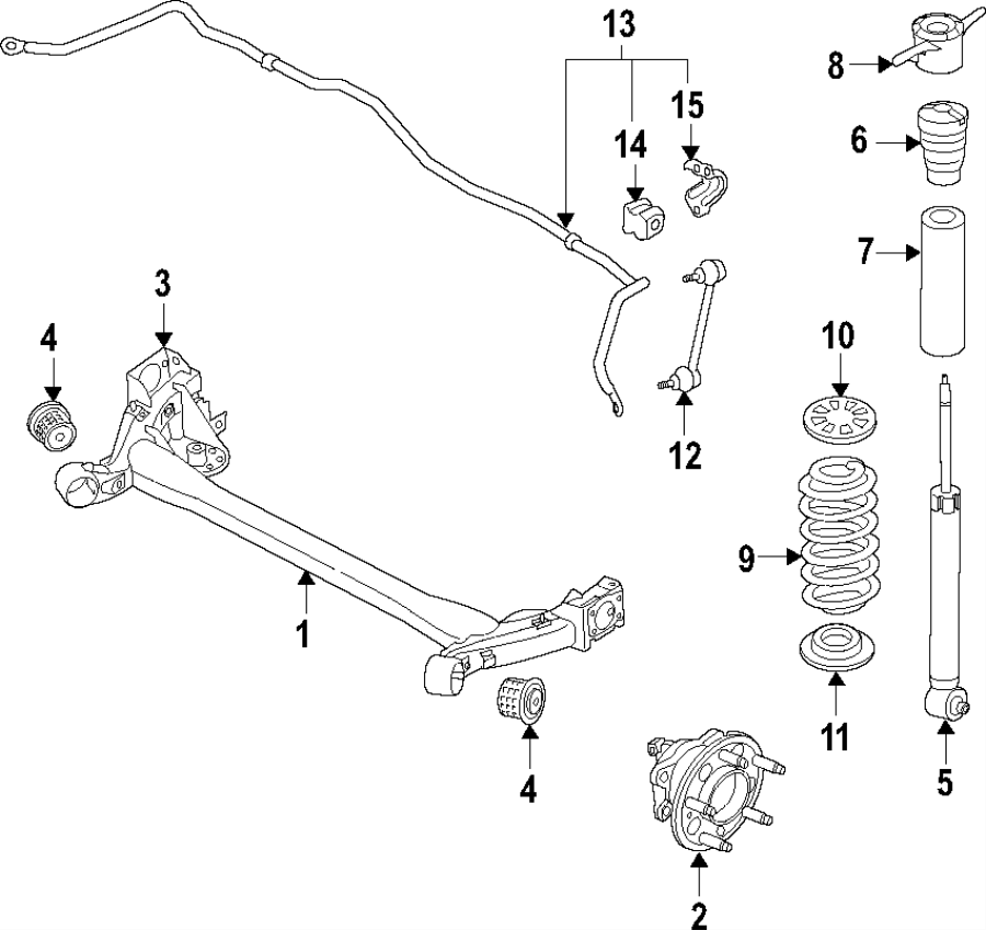 Diagram Rear suspension. Suspension components. for your 2000 Hyundai Elantra   
