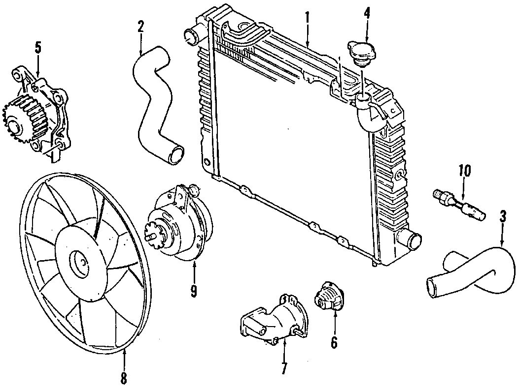 Diagram COOLING SYSTEM. COOLING FAN. RADIATOR. WATER PUMP. for your 2005 Chevrolet Equinox   