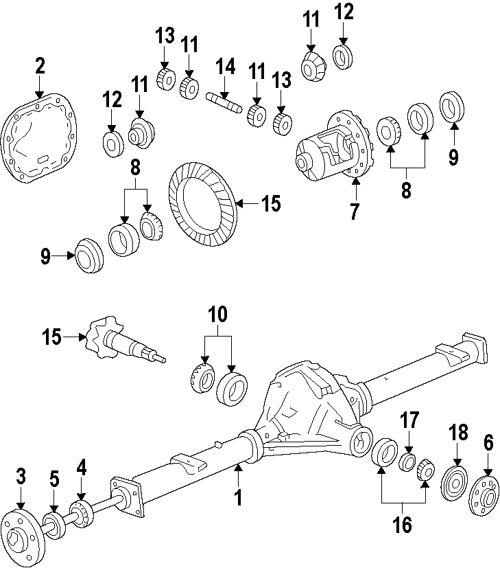 Diagram REAR AXLE. DIFFERENTIAL. PROPELLER SHAFT. for your 2006 Ford F-150   