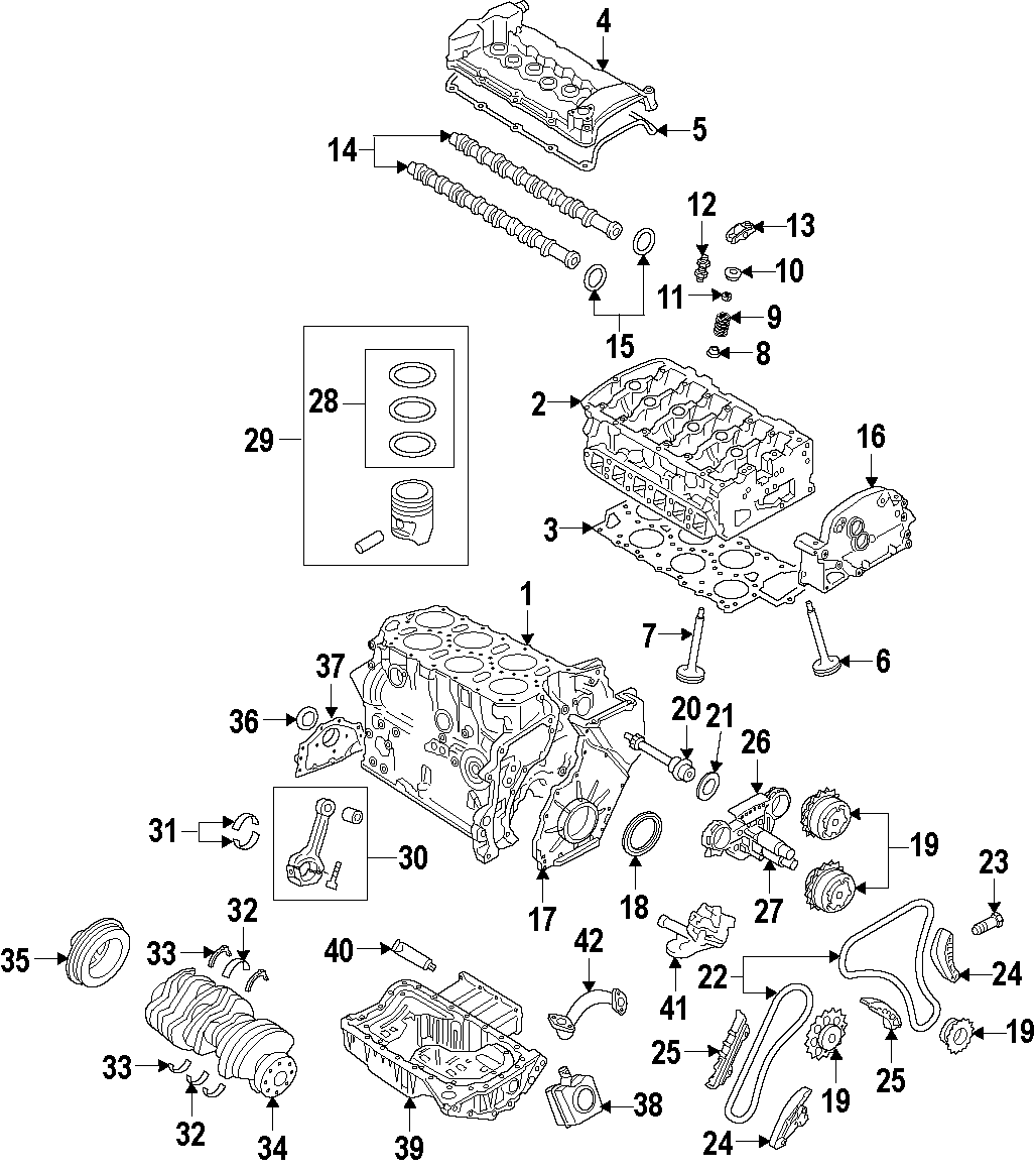 29CAMSHAFT & TIMING. CRANKSHAFT & BEARINGS. CYLINDER HEAD & VALVES. LUBRICATION. MOUNTS. PISTONS. RINGS & BEARINGS.https://images.simplepart.com/images/parts/motor/fullsize/F214060.png