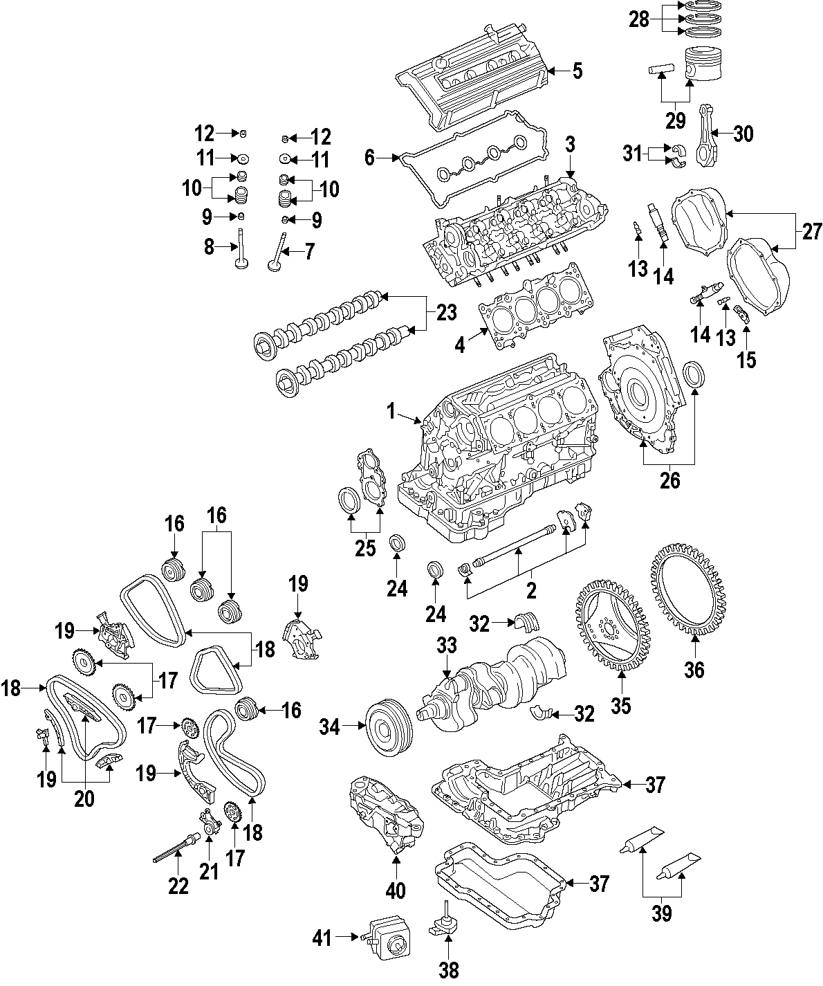 19CAMSHAFT & TIMING. CRANKSHAFT & BEARINGS. CYLINDER HEAD & VALVES. LUBRICATION. MOUNTS. PISTONS. RINGS & BEARINGS.https://images.simplepart.com/images/parts/motor/fullsize/F220110.png