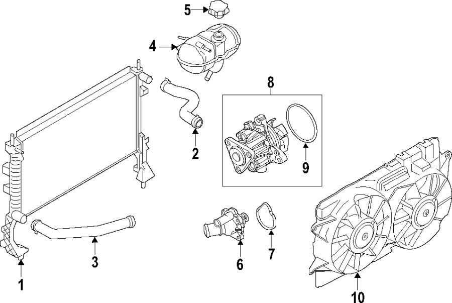 Diagram COOLING SYSTEM. COOLING FAN. RADIATOR. WATER PUMP. for your 2015 Ford Explorer   