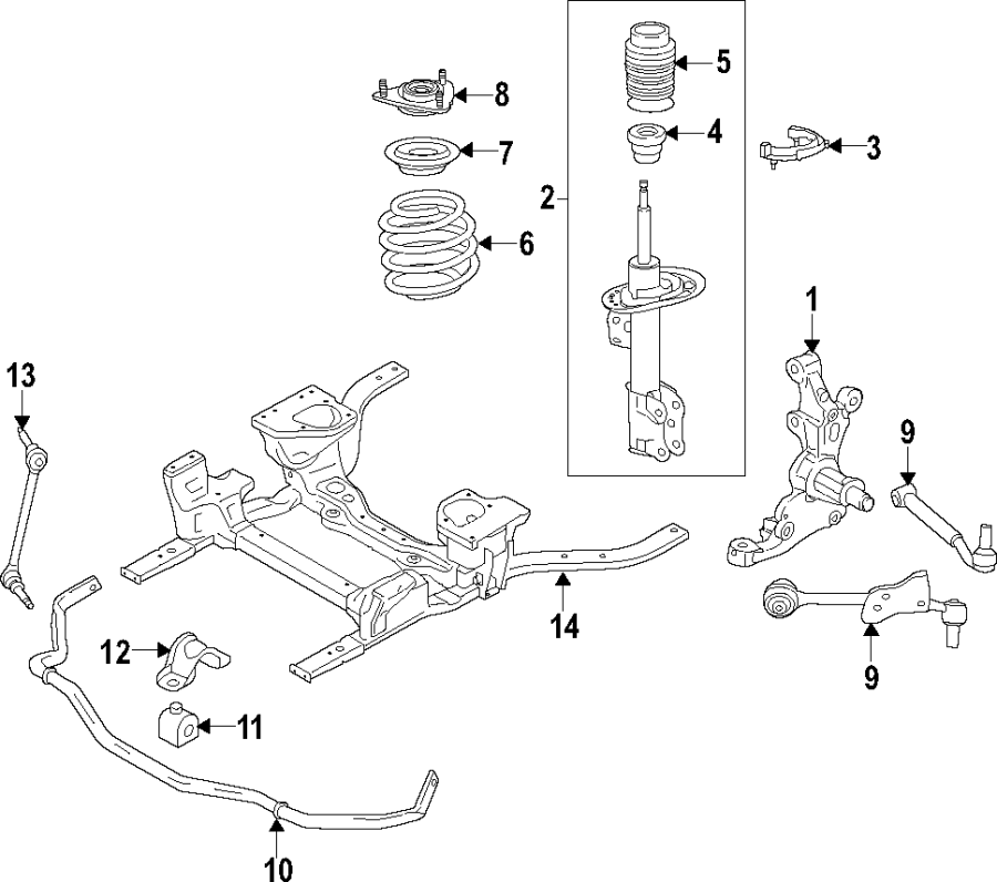 Diagram Front suspension. Lower control arm. Ride control. Stabilizer bar. Suspension components. for your 2015 Lincoln MKZ   