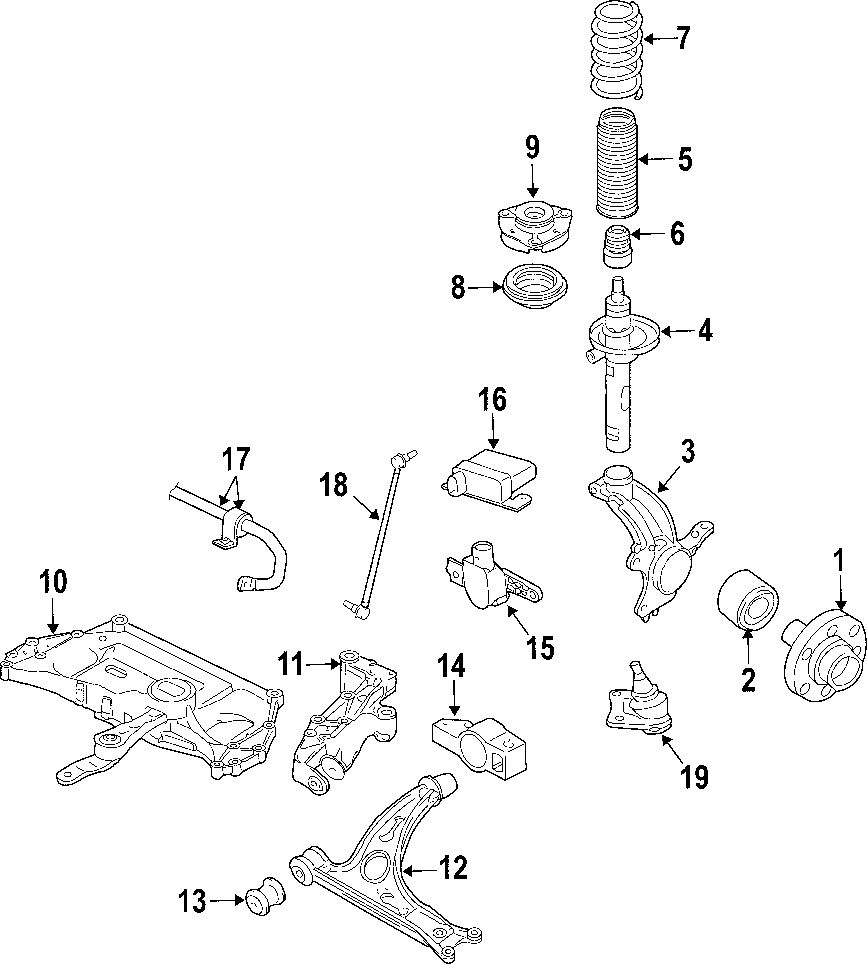 FRONT SUSPENSION. LOWER CONTROL ARM. RIDE CONTROL. STABILIZER BAR. SUSPENSION COMPONENTS.