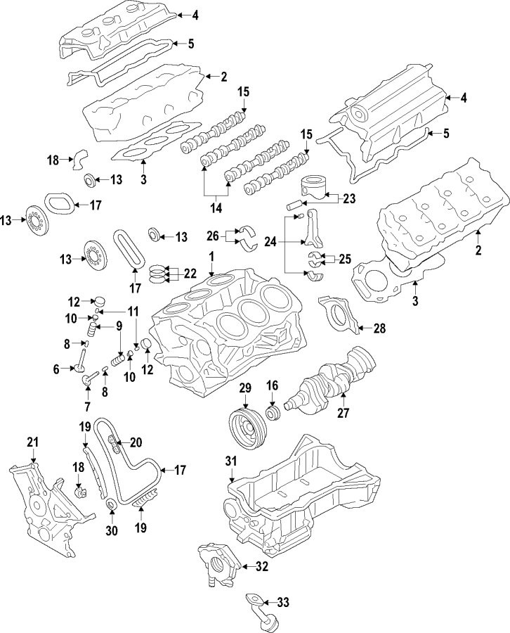 Diagram CAMSHAFT & TIMING. CRANKSHAFT & BEARINGS. CYLINDER HEAD & VALVES. LUBRICATION. MOUNTS. PISTONS. RINGS & BEARINGS. for your 2016 Lincoln MKX   