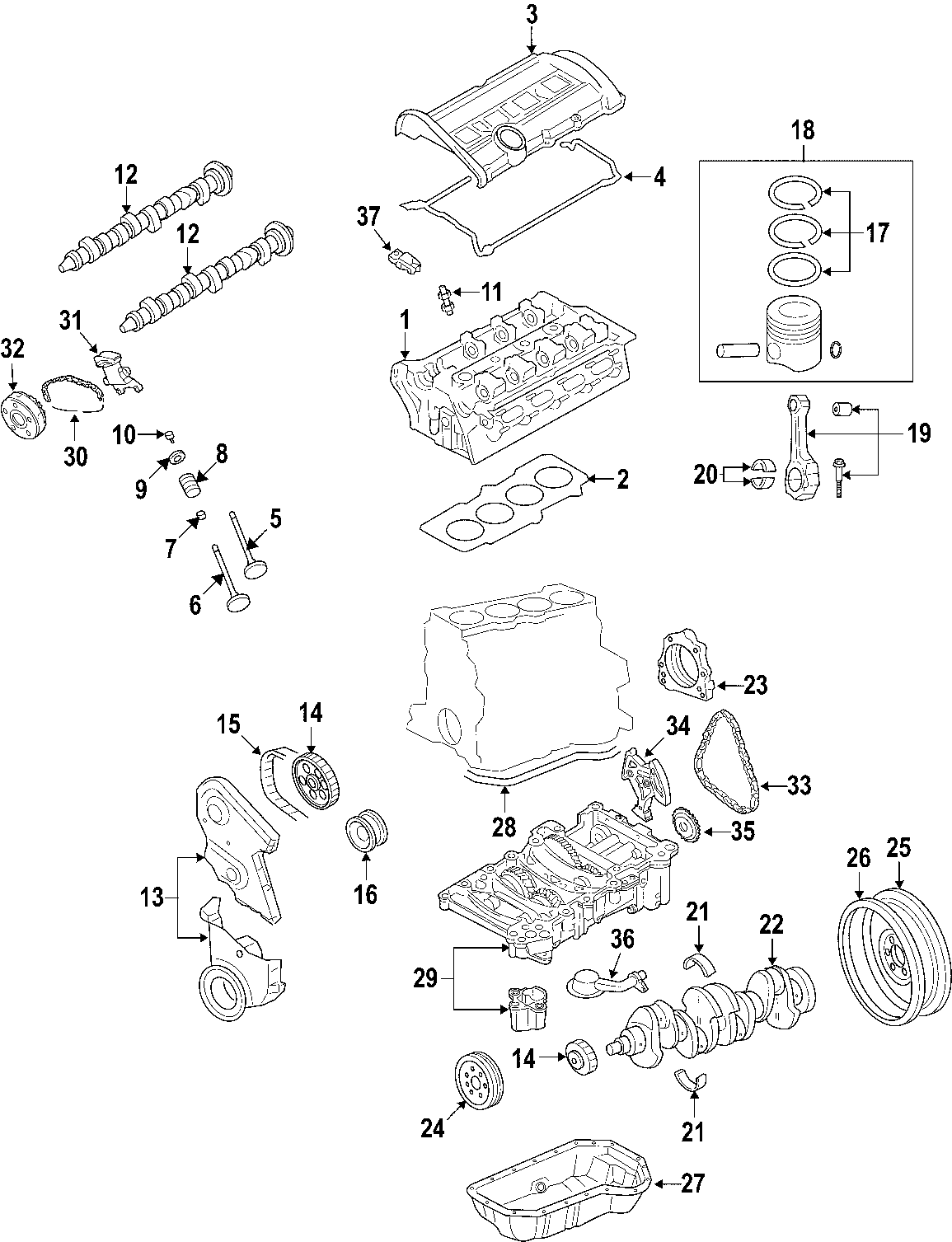 37CAMSHAFT & TIMING. CRANKSHAFT & BEARINGS. CYLINDER HEAD & VALVES. LUBRICATION. MOUNTS. PISTONS. RINGS & BEARINGS.https://images.simplepart.com/images/parts/motor/fullsize/F257055.png