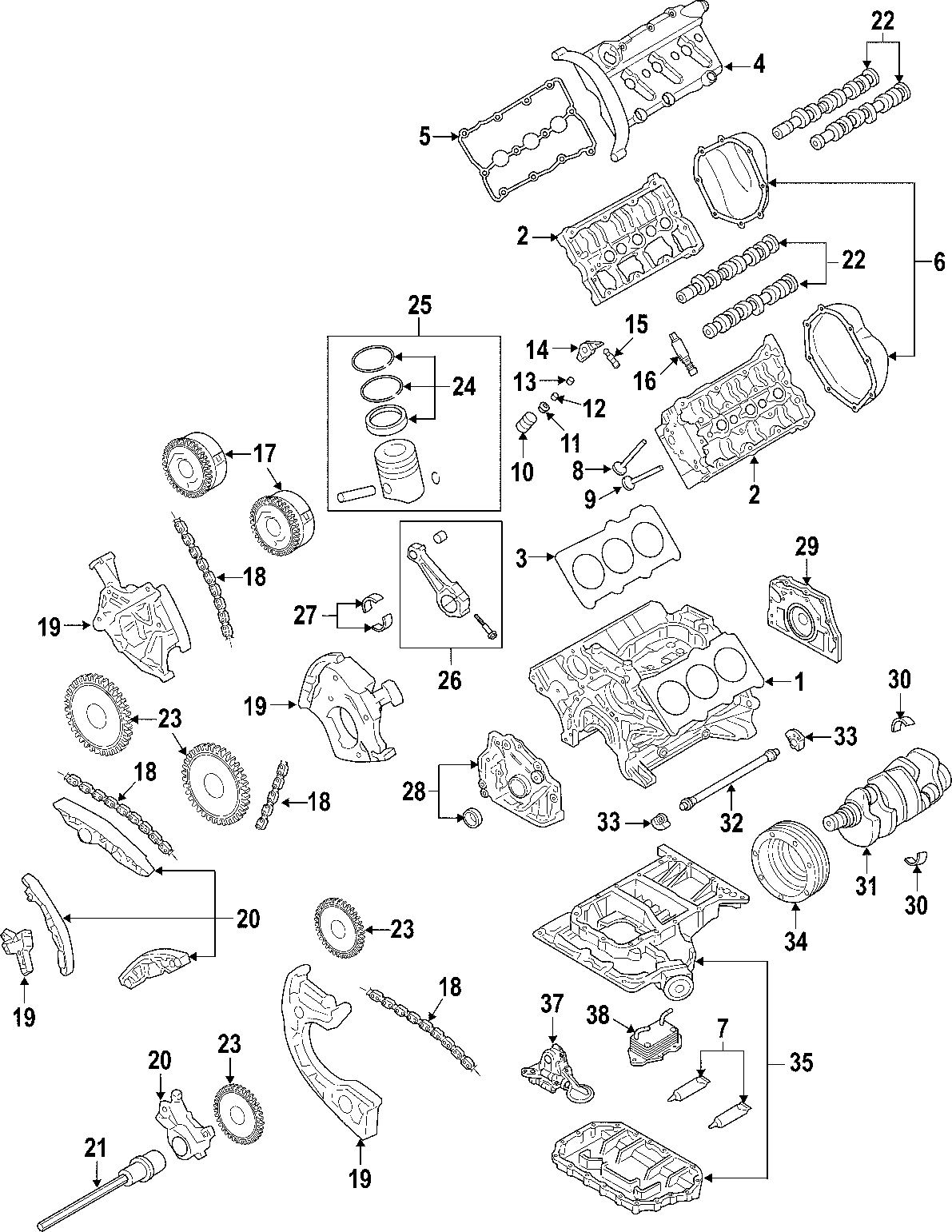 CAMSHAFT & TIMING. CRANKSHAFT & BEARINGS. CYLINDER HEAD & VALVES. LUBRICATION. MOUNTS. PISTONS. RINGS & BEARINGS.https://images.simplepart.com/images/parts/motor/fullsize/F257085.png