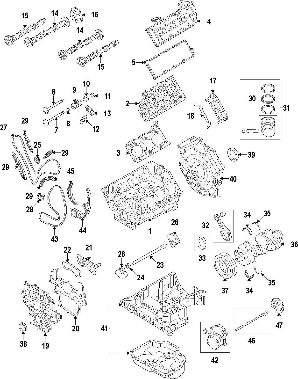 18CAMSHAFT & TIMING. CRANKSHAFT & BEARINGS. CYLINDER HEAD & VALVES. LUBRICATION. MOUNTS. PISTONS. RINGS & BEARINGS.https://images.simplepart.com/images/parts/motor/fullsize/F25A060.png