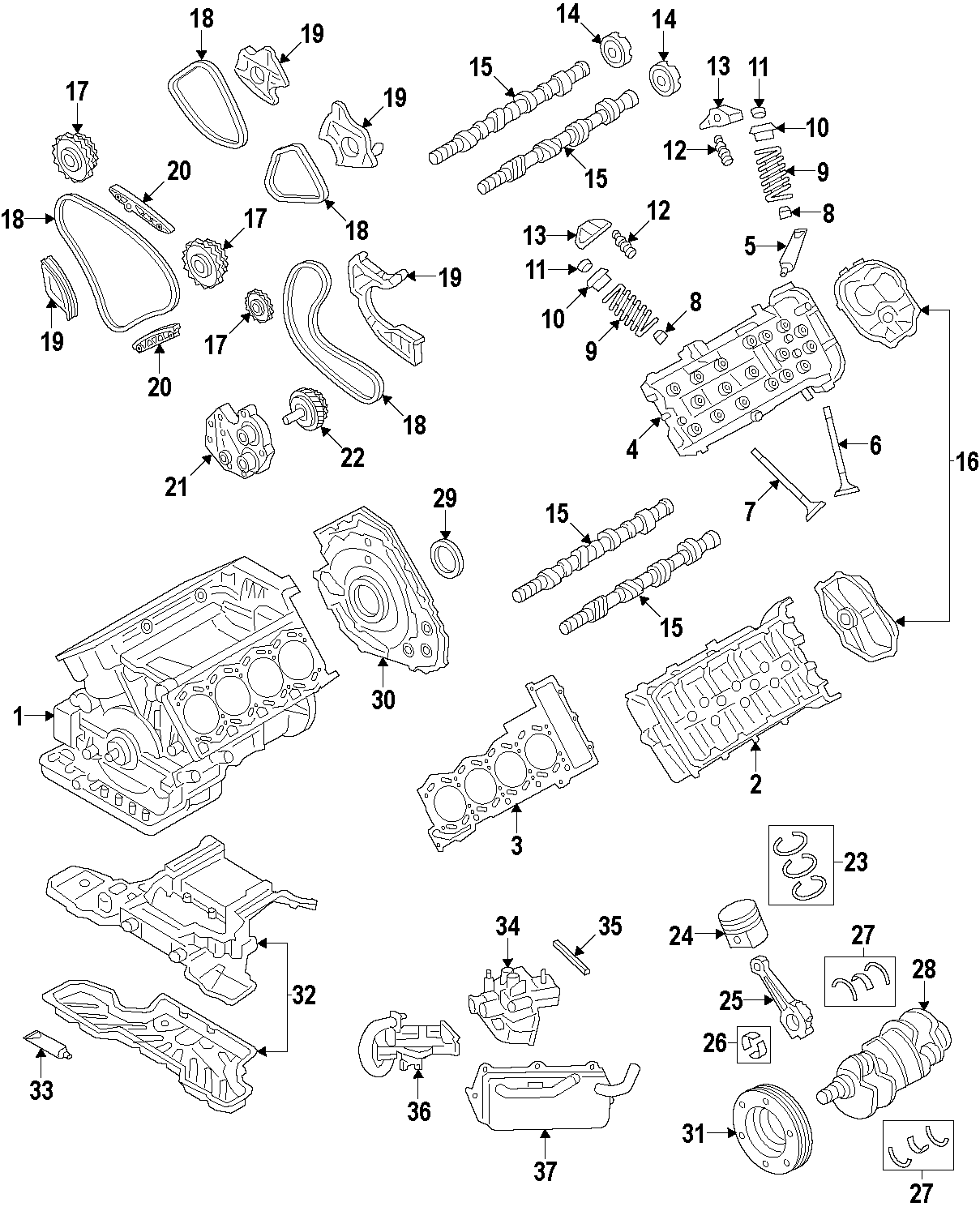 19CAMSHAFT & TIMING. CRANKSHAFT & BEARINGS. CYLINDER HEAD & VALVES. LUBRICATION. MOUNTS. PISTONS. RINGS & BEARINGS.https://images.simplepart.com/images/parts/motor/fullsize/F25B115.png