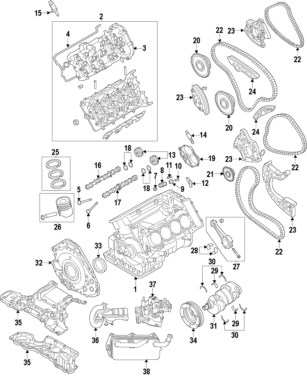 23CAMSHAFT & TIMING. CRANKSHAFT & BEARINGS. CYLINDER HEAD & VALVES. LUBRICATION. MOUNTS. PISTONS. RINGS & BEARINGS.https://images.simplepart.com/images/parts/motor/fullsize/F25C005.png