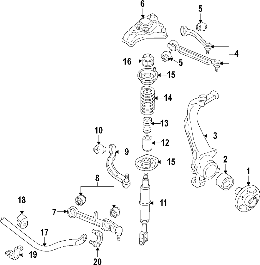 20FRONT SUSPENSION. LOWER CONTROL ARM. RIDE CONTROL. STABILIZER BAR. SUSPENSION COMPONENTS.https://images.simplepart.com/images/parts/motor/fullsize/F25I030.png