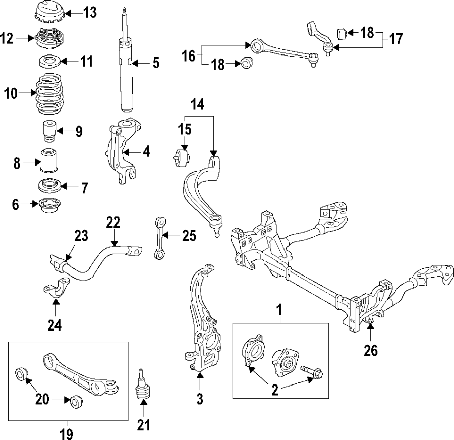 20FRONT SUSPENSION. LOWER CONTROL ARM. STABILIZER BAR. SUSPENSION COMPONENTS. UPPER CONTROL ARM.https://images.simplepart.com/images/parts/motor/fullsize/F25M040.png