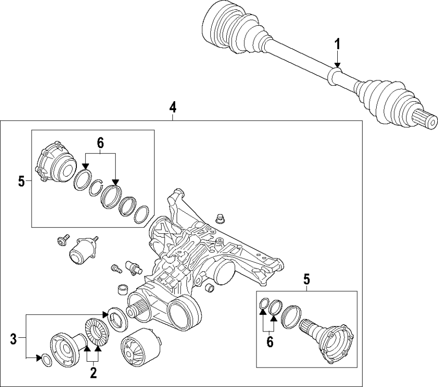 5Rear axle. Axle shafts & joints. Differential. Propeller shaft.https://images.simplepart.com/images/parts/motor/fullsize/F25N080.png