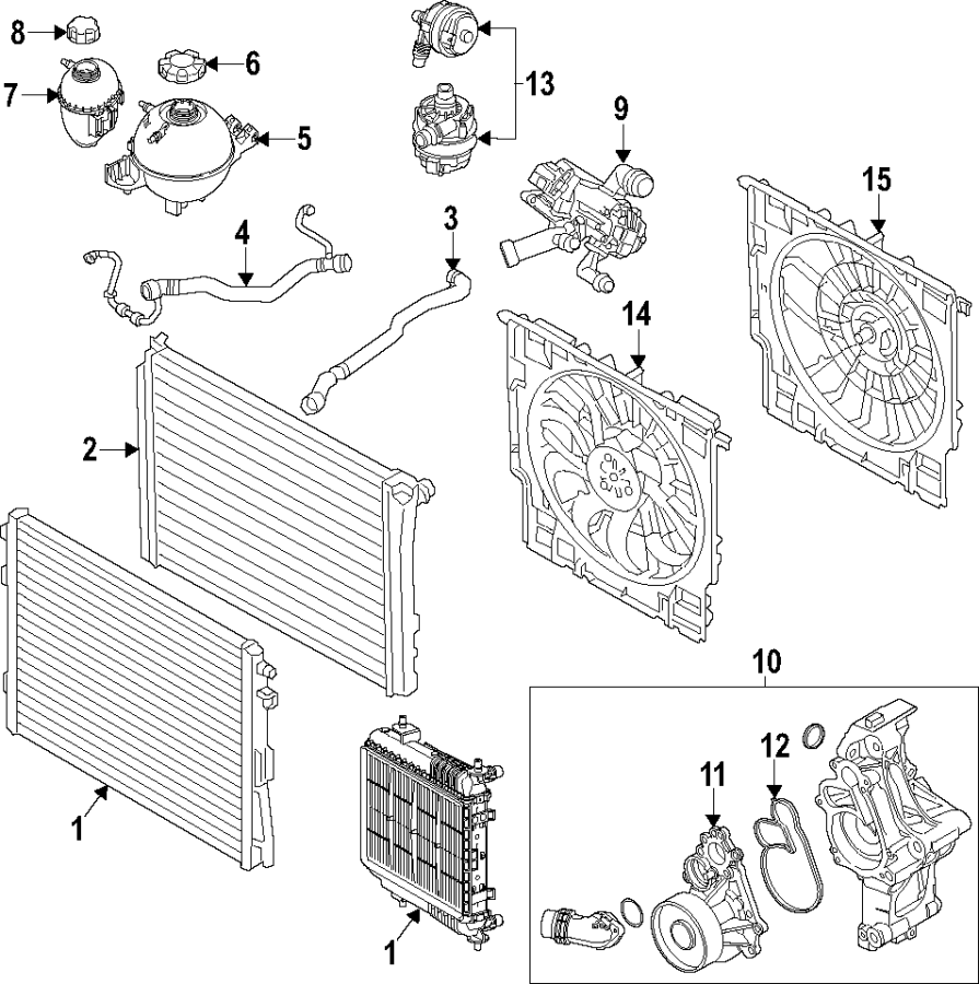 13Cooling system. Cooling fan. Radiator. Water pump.https://images.simplepart.com/images/parts/motor/fullsize/F26H030.png