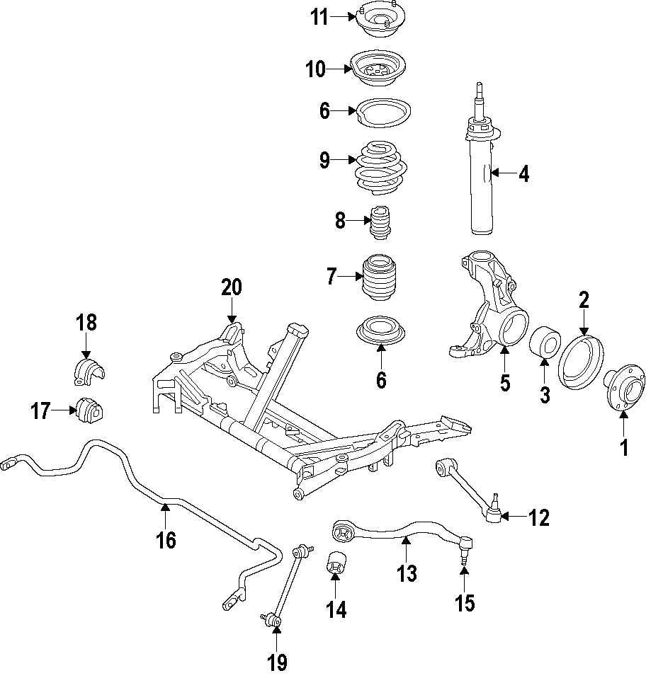 19Front suspension. Lower control arm. Stabilizer bar. Suspension components.https://images.simplepart.com/images/parts/motor/fullsize/F272055.png