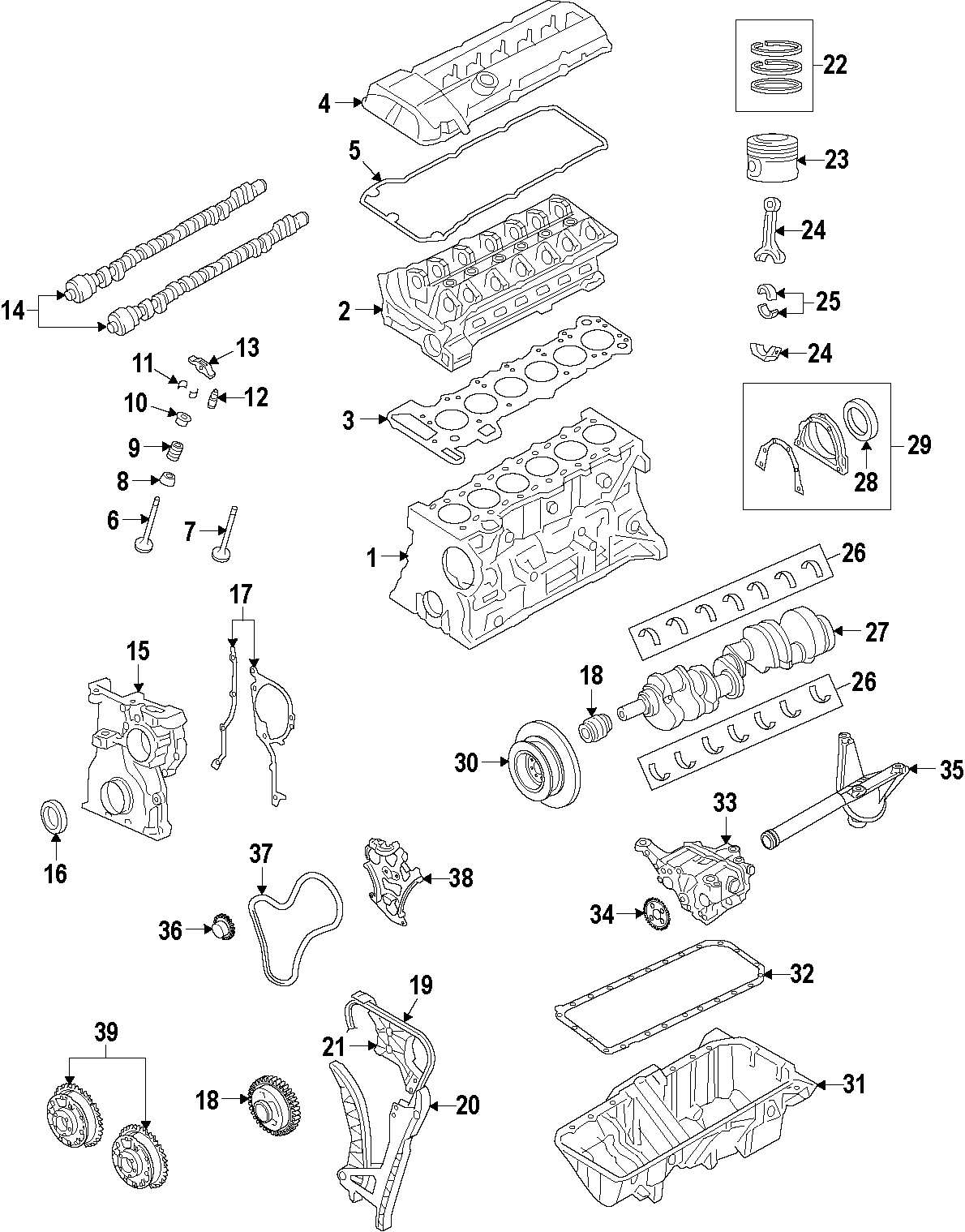 13CAMSHAFT & TIMING. CRANKSHAFT & BEARINGS. CYLINDER HEAD & VALVES. LUBRICATION. MOUNTS. PISTONS. RINGS & BEARINGS.https://images.simplepart.com/images/parts/motor/fullsize/F273050.png