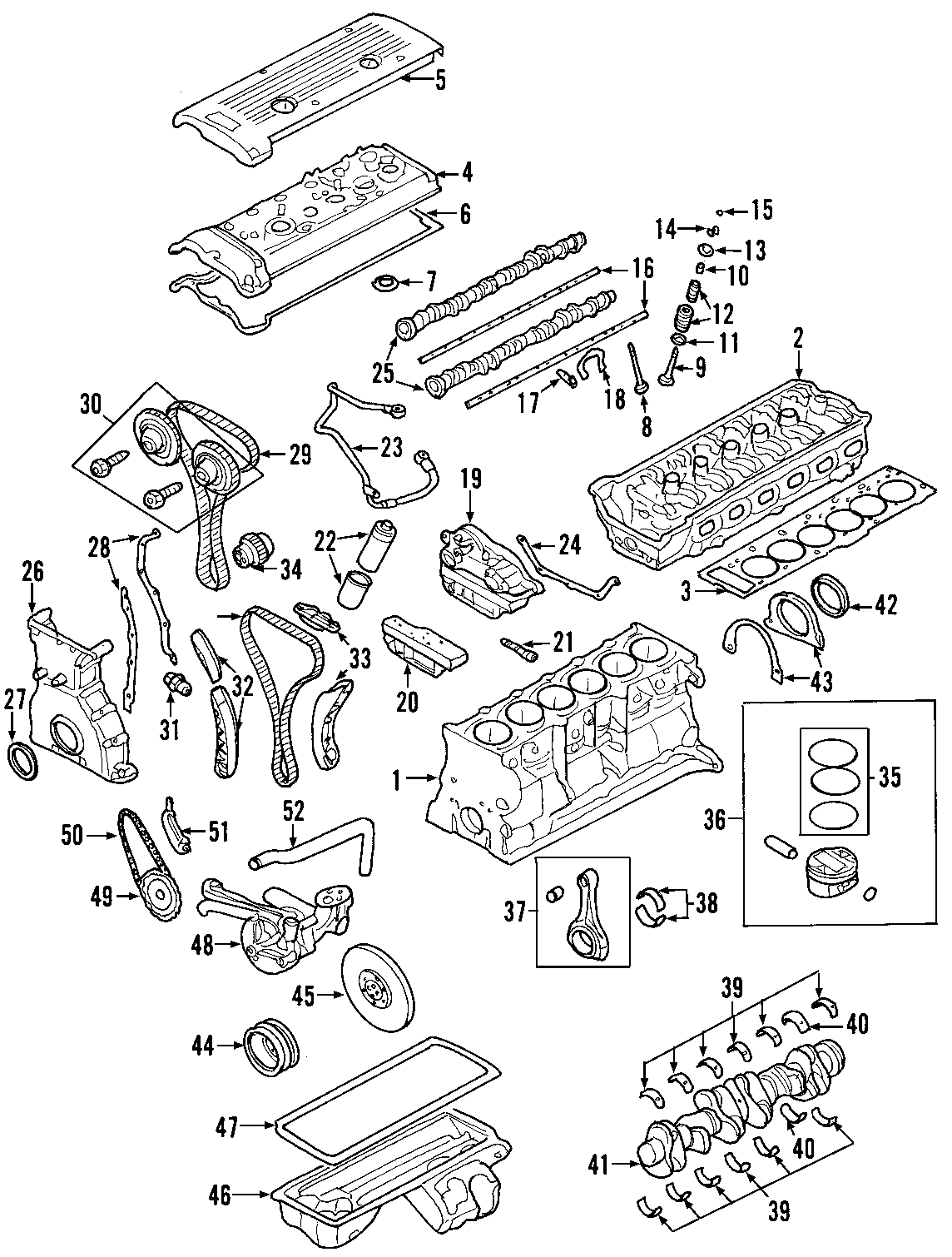 CAMSHAFT & TIMING. CRANKSHAFT & BEARINGS. CYLINDER HEAD & VALVES. LUBRICATION. MOUNTS. PISTONS. RINGS & BEARINGS.