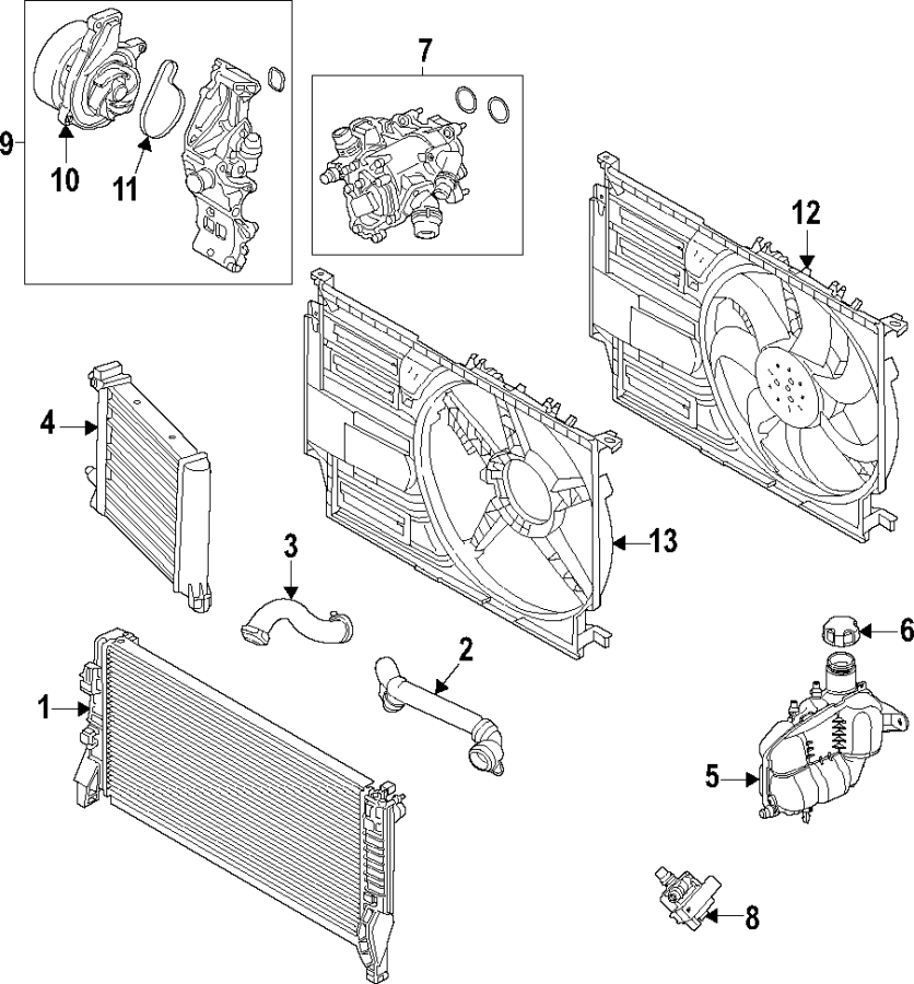 5Cooling system. Cooling fan. Radiator. Water pump.https://images.simplepart.com/images/parts/motor/fullsize/F27P030.png