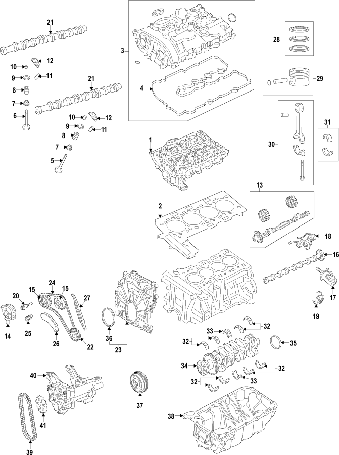 37Camshaft & timing. Crankshaft & bearings. Cylinder head & valves. Lubrication. Mounts. Pistons. Rings & bearings.https://images.simplepart.com/images/parts/motor/fullsize/F27P040.png