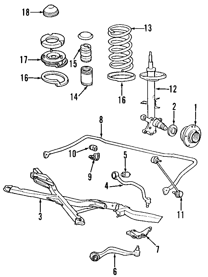 11FRONT SUSPENSION. LOWER CONTROL ARM. STABILIZER BAR. SUSPENSION COMPONENTS.https://images.simplepart.com/images/parts/motor/fullsize/F280060.png