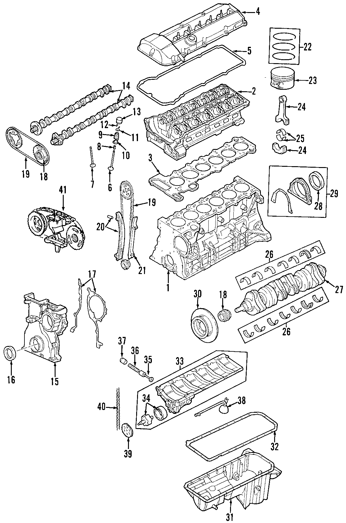 CAMSHAFT & TIMING. CRANKSHAFT & BEARINGS. CYLINDER HEAD & VALVES. LUBRICATION. MOUNTS. PISTONS. RINGS & BEARINGS.