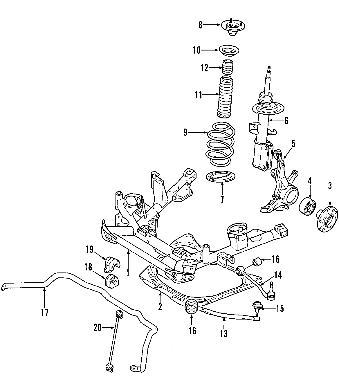 FRONT SUSPENSION. LOWER CONTROL ARM. RIDE CONTROL. STABILIZER BAR. SUSPENSION COMPONENTS.