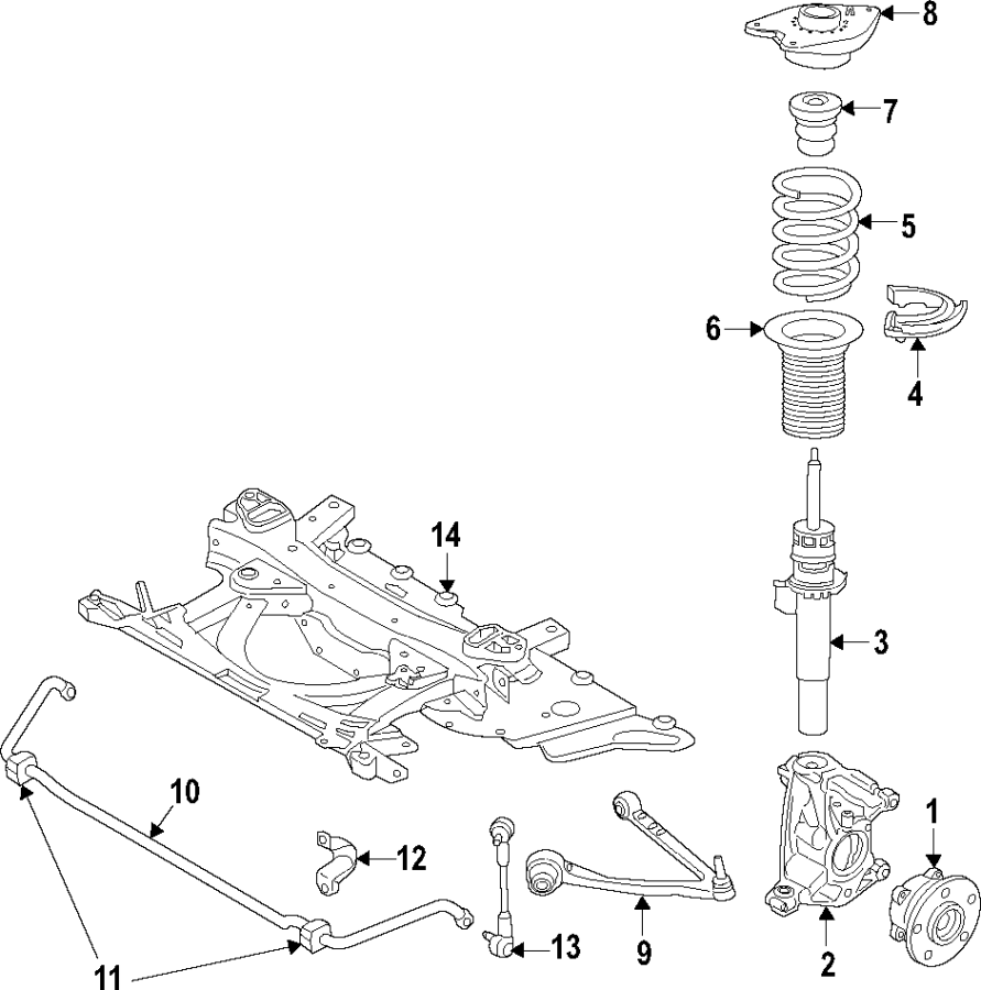 14FRONT SUSPENSION. LOWER CONTROL ARM. STABILIZER BAR. SUSPENSION COMPONENTS.https://images.simplepart.com/images/parts/motor/fullsize/F28H030.png