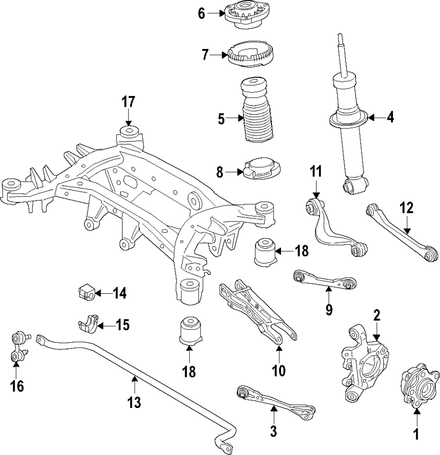 12Rear suspension. Lower control arm. Ride control. Suspension components. Upper control arm.https://images.simplepart.com/images/parts/motor/fullsize/F28S110.png
