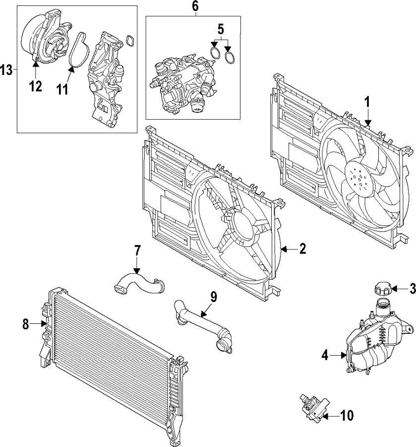 4Cooling system. Cooling fan. Radiator. Water pump.https://images.simplepart.com/images/parts/motor/fullsize/F28U030.png