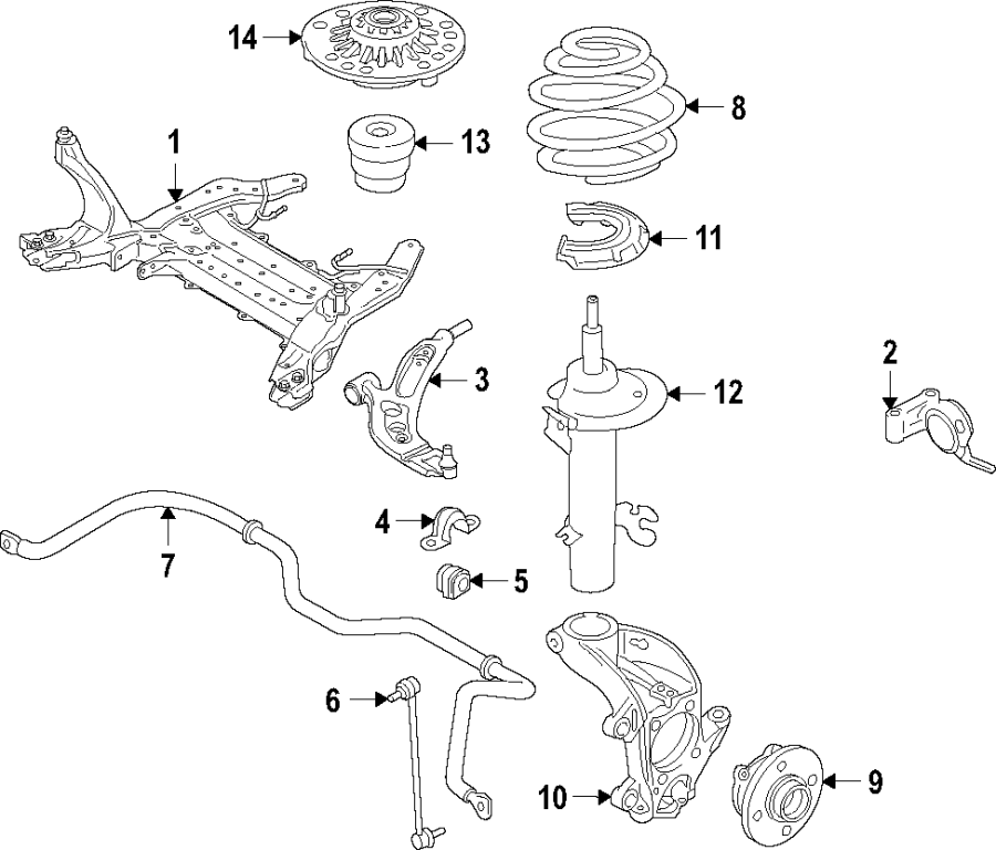 9Front suspension. Lower control arm. Ride control. Stabilizer bar. Suspension components.https://images.simplepart.com/images/parts/motor/fullsize/F28U060.png