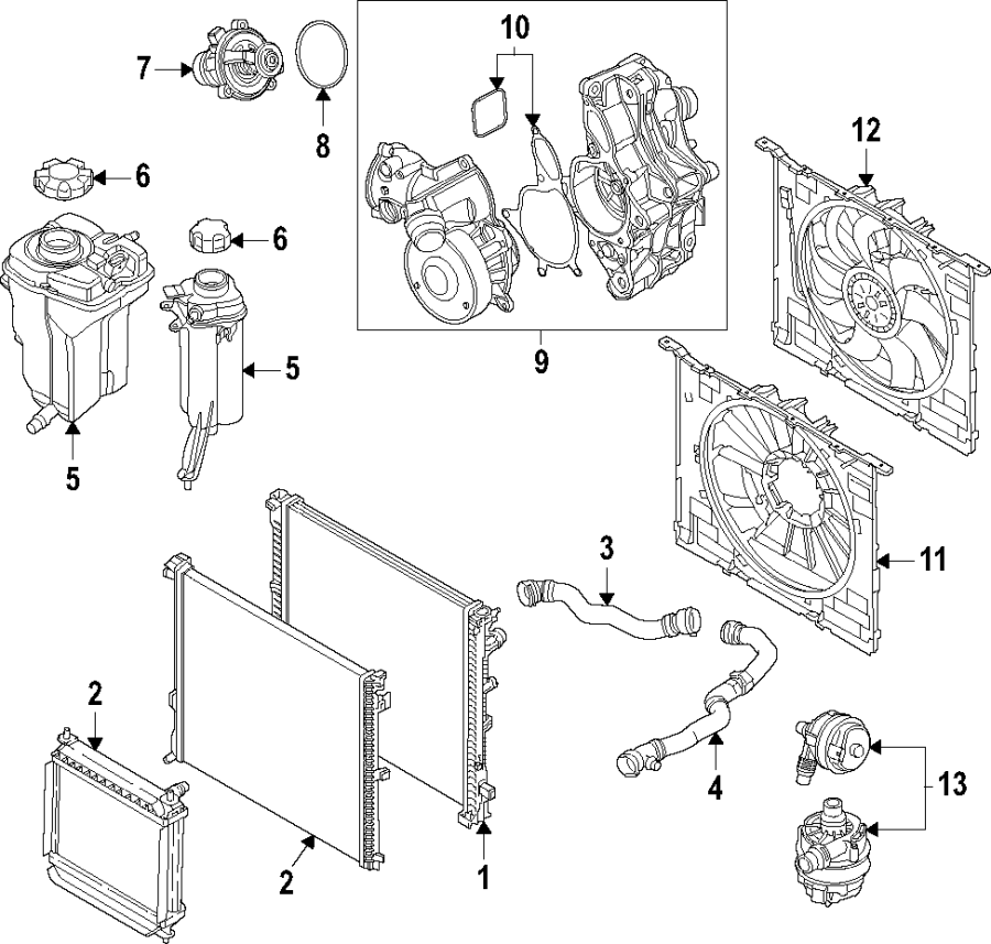 3Cooling system. Cooling fan. Radiator. Water pump.https://images.simplepart.com/images/parts/motor/fullsize/F293020.png