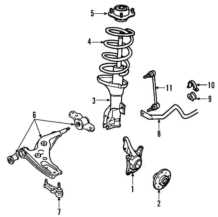 Diagram FRONT SUSPENSION. LOWER CONTROL ARM. STABILIZER BAR. SUSPENSION COMPONENTS. for your 2008 Lincoln MKZ   