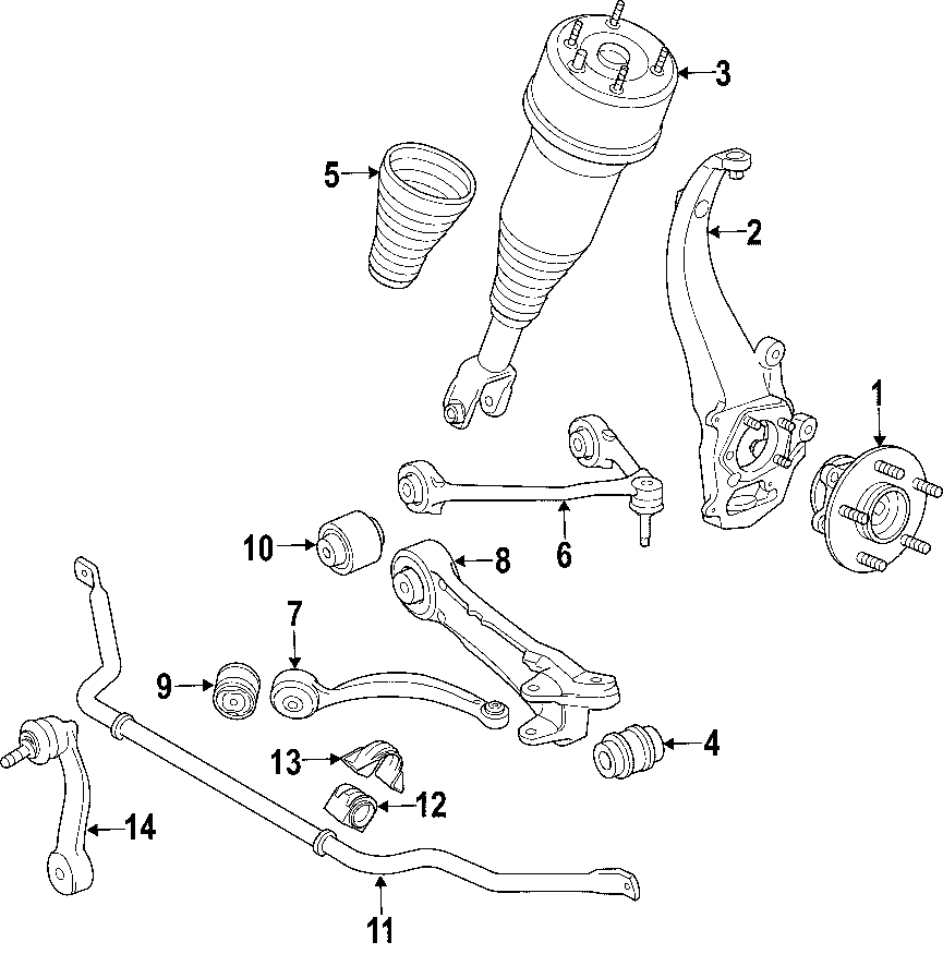 Diagram FRONT SUSPENSION. for your 2009 Jaguar Vanden Plas   