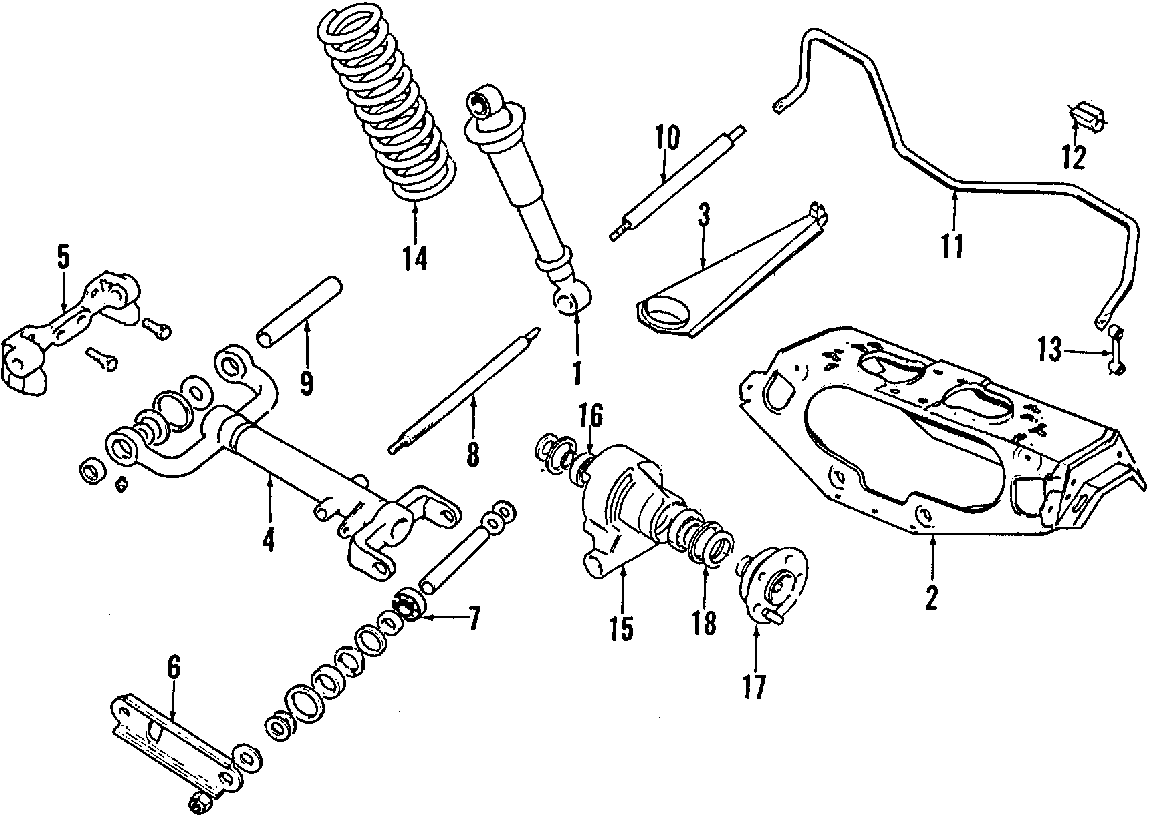 Diagram REAR SUSPENSION. LOWER CONTROL ARM. STABILIZER BAR. SUSPENSION COMPONENTS. for your 2000 Jaguar XKR   