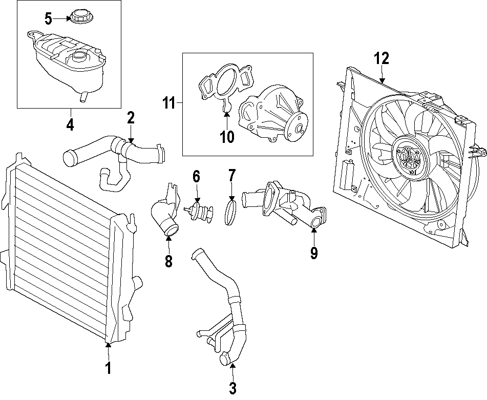 Diagram COOLING SYSTEM. COOLING FAN. RADIATOR. WATER PUMP. for your Jaguar