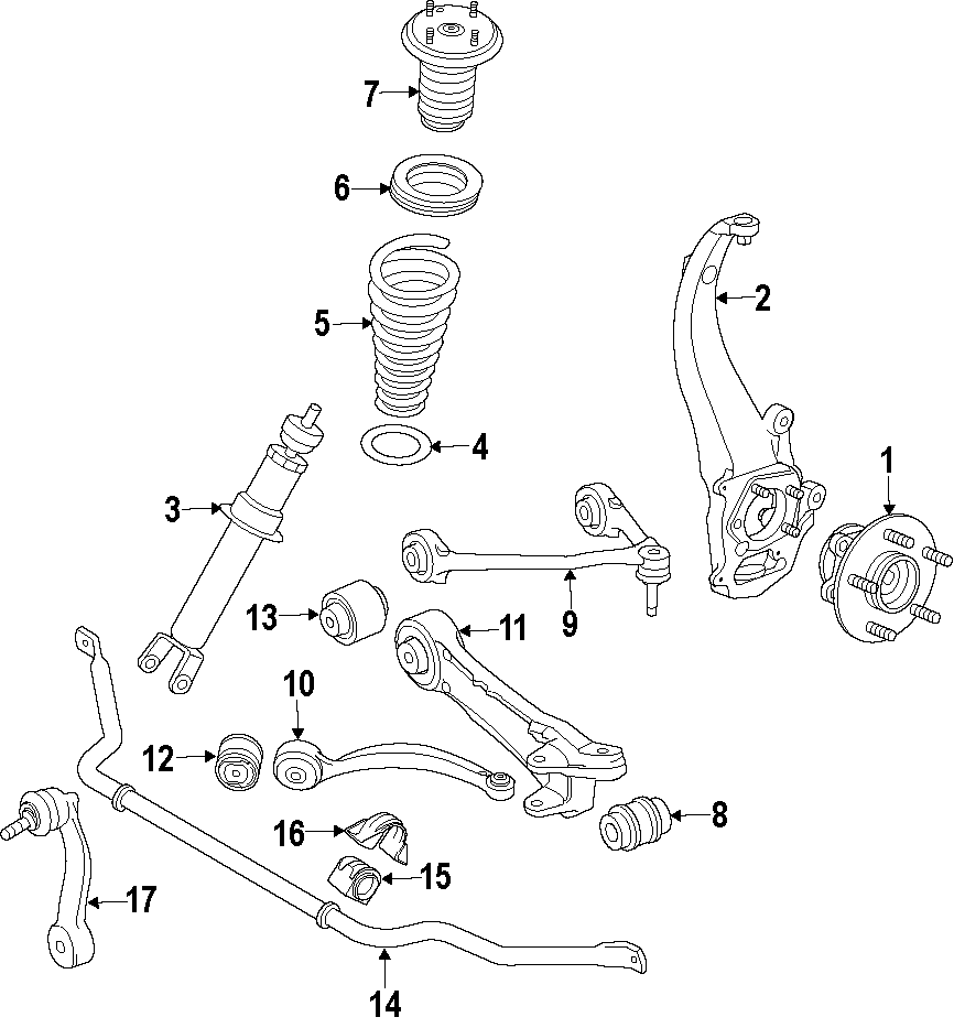 Diagram FRONT SUSPENSION. for your 2013 Jaguar XFR   