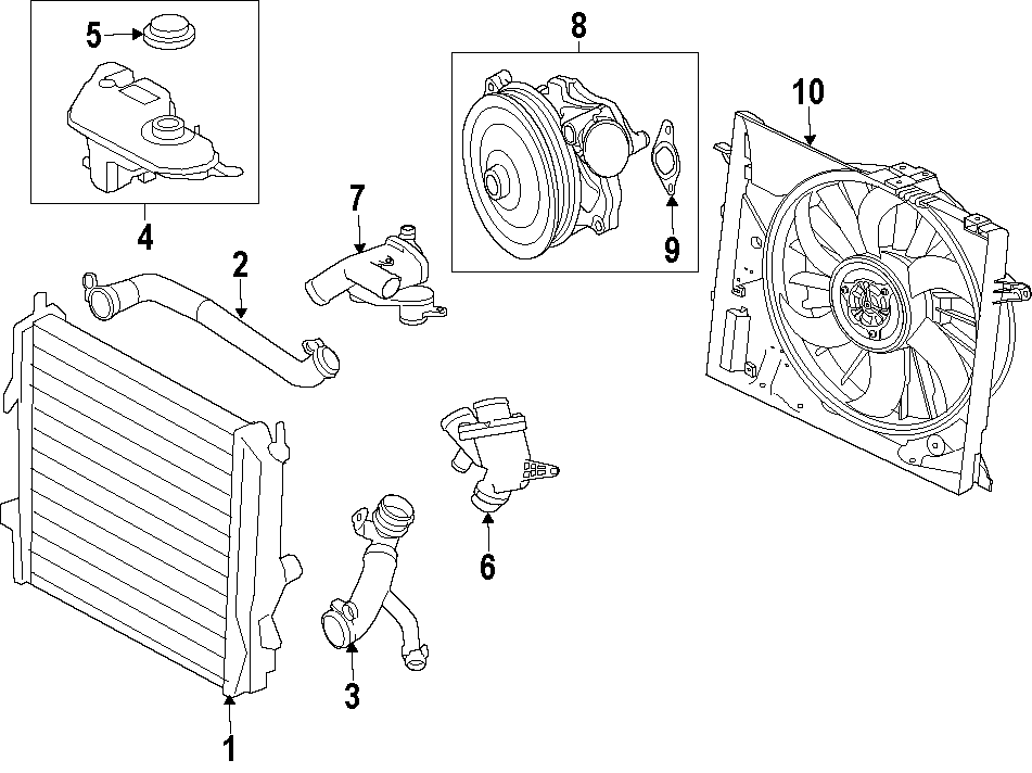 Diagram COOLING SYSTEM. COOLING FAN. RADIATOR. for your 2023 Jaguar XF   