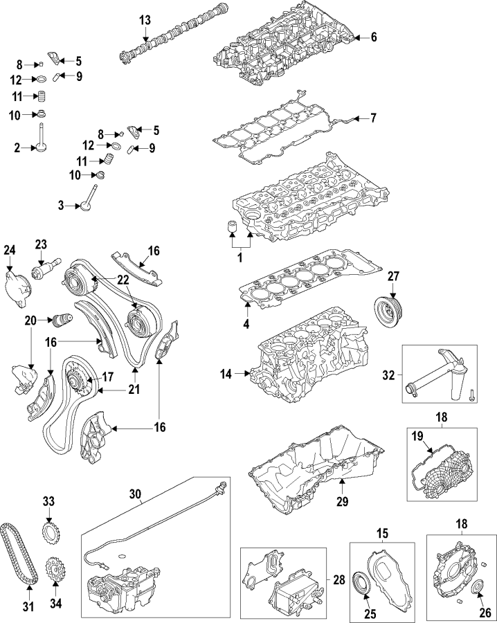 Diagram Camshaft & timing. Crankshaft & bearings. Cylinder head & valves. Lubrication. Mounts. for your Jaguar