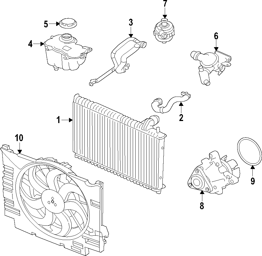 Diagram COOLING SYSTEM. COOLING FAN. RADIATOR. WATER PUMP. for your 2017 Jaguar XF  S Sedan 