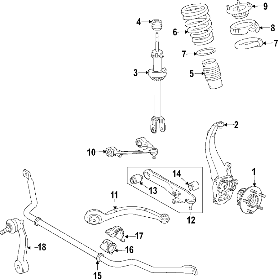 Diagram FRONT SUSPENSION. for your 2005 Jaguar Vanden Plas   