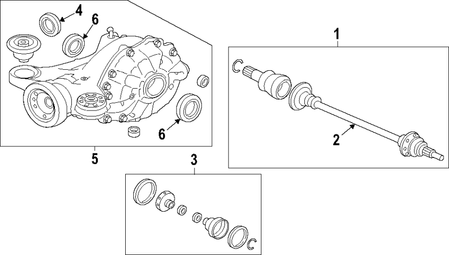 Diagram REAR AXLE. AXLE SHAFTS & JOINTS. DIFFERENTIAL. DRIVE AXLES. PROPELLER SHAFT. for your Jaguar XF  