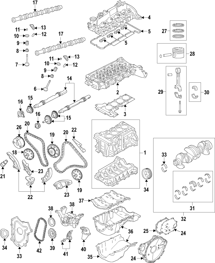 Diagram Camshaft & timing. Crankshaft & bearings. Cylinder head & valves. Lubrication. Pistons. Rings & bearings. for your 1996 Jaguar