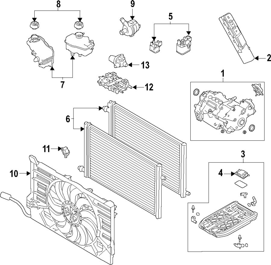 Diagram TRACTION MOTOR COMPONENTS. COOLING SYSTEM. for your 2017 Jaguar F-Pace  R-Sport Sport Utility 