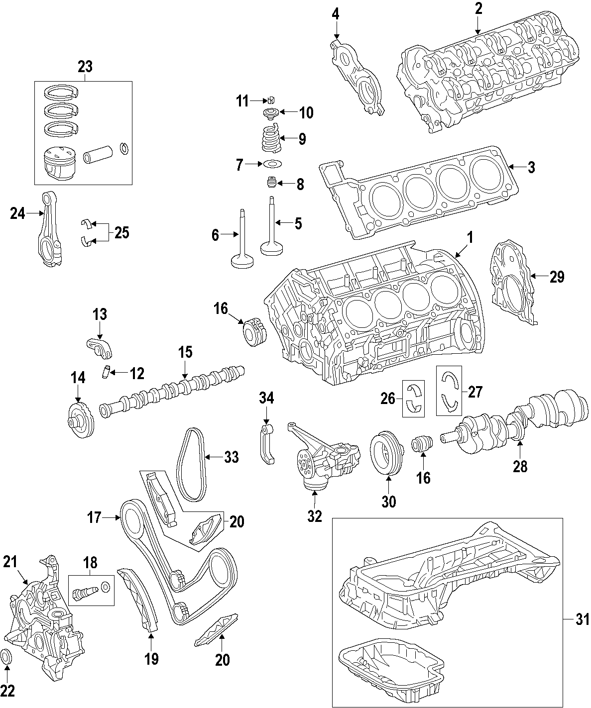 CAMSHAFT & TIMING. CRANKSHAFT & BEARINGS. CYLINDER HEAD & VALVES. LUBRICATION. MOUNTS. PISTONS. RINGS & BEARINGS.https://images.simplepart.com/images/parts/motor/fullsize/F347047.png