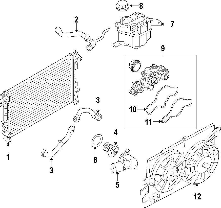 Diagram COOLING SYSTEM. COOLING FAN. RADIATOR. WATER PUMP. for your 1998 Ford Explorer   