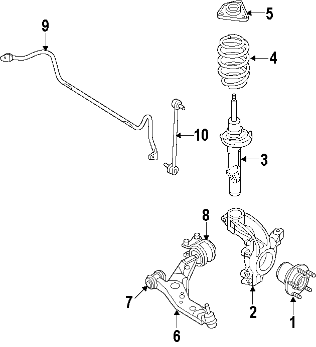 Diagram FRONT SUSPENSION. LOWER CONTROL ARM. SUSPENSION COMPONENTS. for your Lincoln