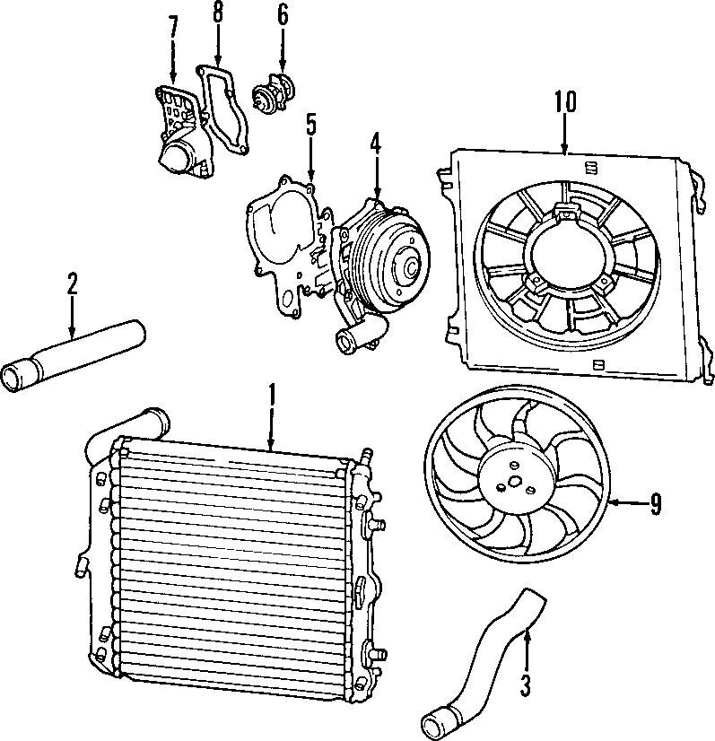 Diagram COOLING SYSTEM. COOLING FAN. RADIATOR. WATER PUMP. for your 2003 Porsche Cayenne   