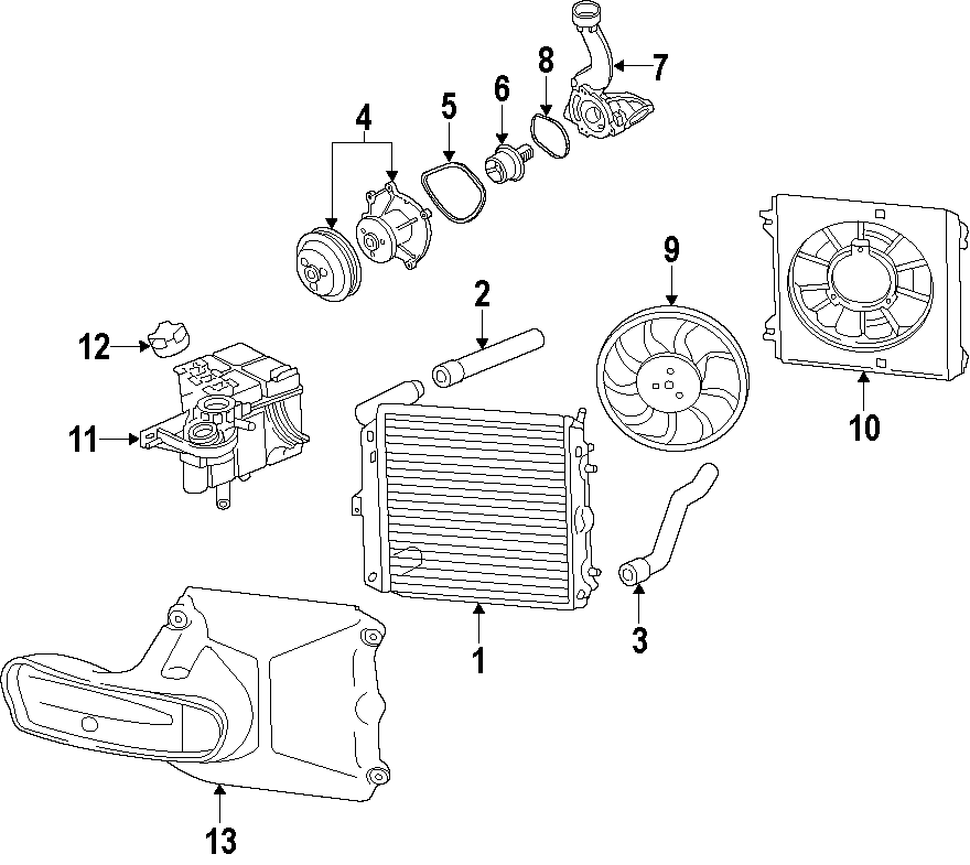 Diagram COOLING SYSTEM. COOLING FAN. RADIATOR. WATER PUMP. for your 2014 Porsche Cayenne 3.6L V6 A/T Base Sport Utility 